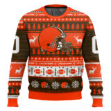 Hooktab Cleveland Browns - Custom Name And Number Ugly Sweater