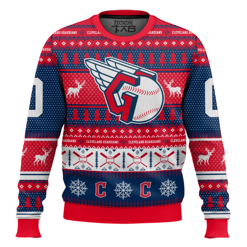 Hooktab Cleveland Guardians - Custom Name And Number Ugly Sweater
