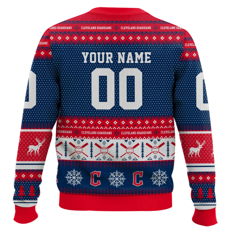 Hooktab Cleveland Guardians - Custom Name And Number Ugly Sweater Hooktab Cleveland Guardians - Custom Name And Number Ugly Sweater
