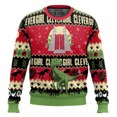 Hooktab Clever Girl Jurassic Park Ugly Christmas Sweater