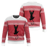 Hooktab Climbing Black Cat Ugly Christmas Sweater