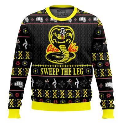 Hooktab Cobra Kai Sweep The Leg Karate Kid Ugly Christmas Sweater