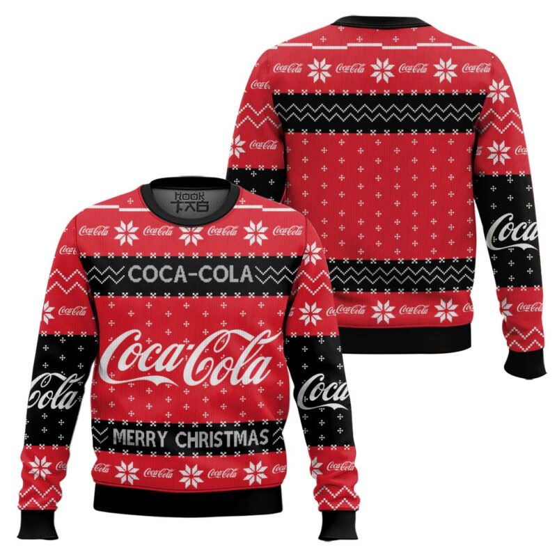 Hooktab Coca-Cola Merry Christmas Ugly Christmas Sweater Hooktab Coca-Cola Merry Christmas Ugly Christmas Sweater