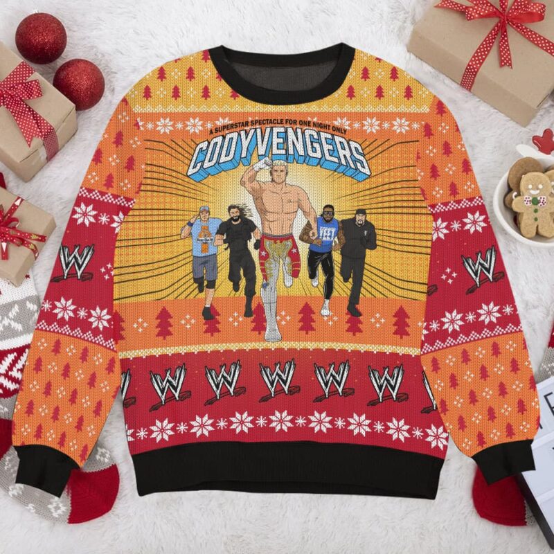Hooktab Cody Rhodes Codyvengers WWE Ugly Christmas Sweater Hooktab Cody Rhodes Codyvengers WWE Ugly Christmas Sweater