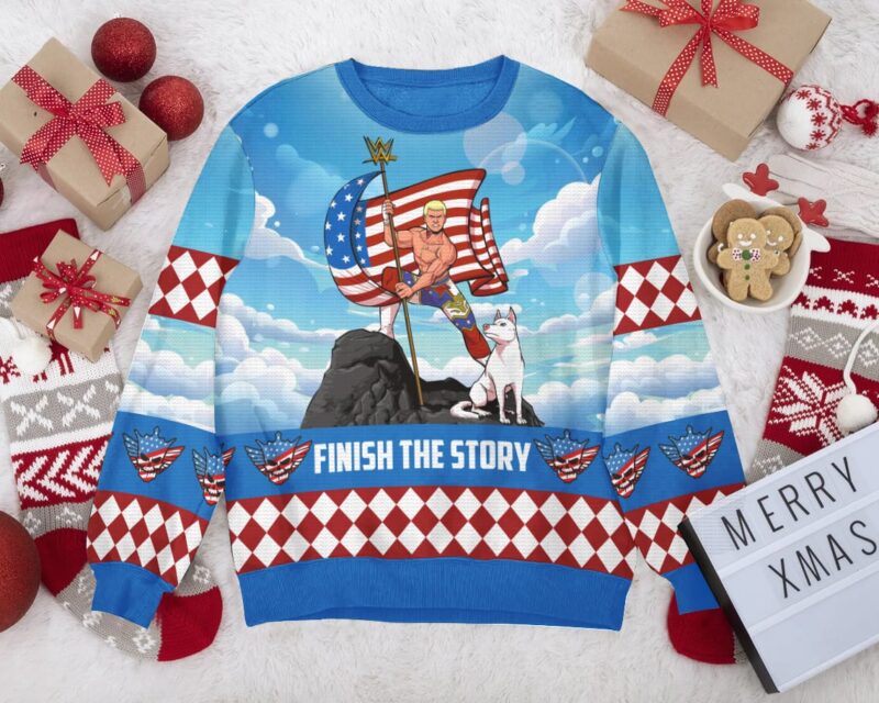 Hooktab Cody Rhodes Finish The Story WWE Ugly Christmas Sweater Hooktab Cody Rhodes Finish The Story WWE Ugly Christmas Sweater