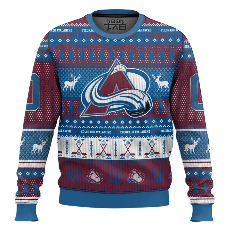 Hooktab Colorado Avalanche - Custom Name And Number Ugly Sweater