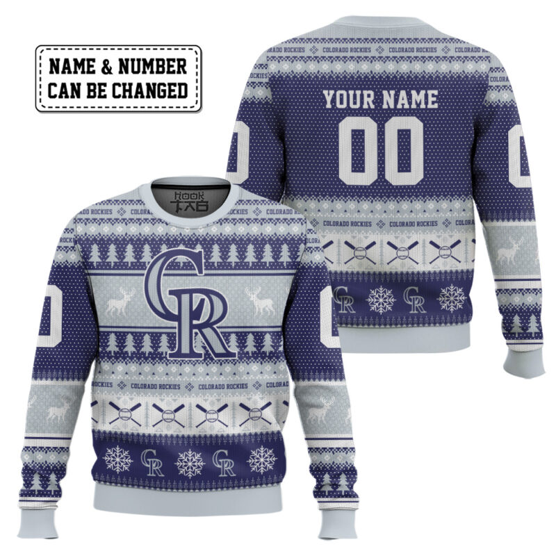 Hooktab Colorado Rockies - Custom Name And Number Ugly Sweater Hooktab Colorado Rockies - Custom Name And Number Ugly Sweater