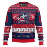 Hooktab Columbus Blue Jackets - Custom Name And Number Ugly Sweater
