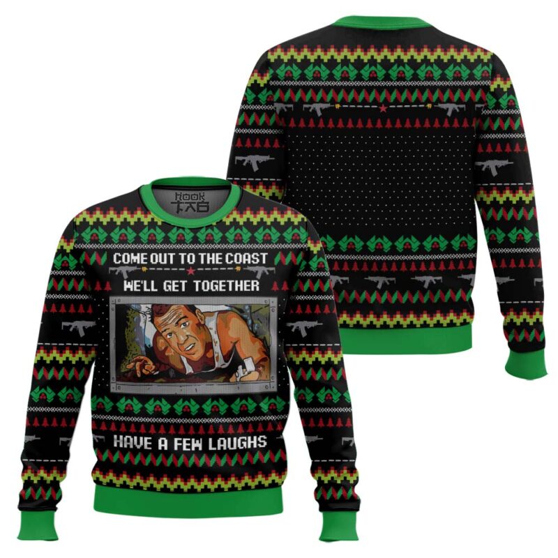 Hooktab Come Out To The Coast, Have A Few Laughs Die Hard Ugly Christmas Sweater Hooktab Come Out To The Coast, Have A Few Laughs Die Hard Ugly Christmas Sweater