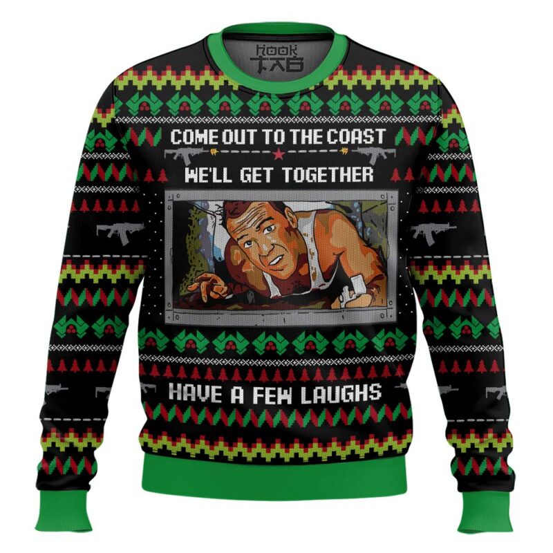 Hooktab Come Out To The Coast, Have A Few Laughs Die Hard Ugly Christmas Sweater