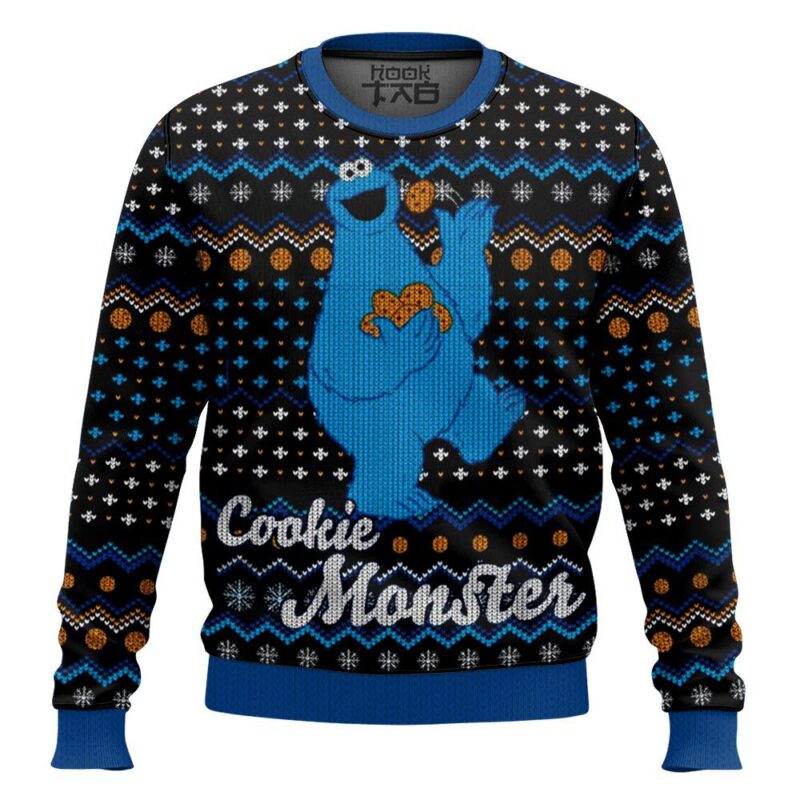 Hooktab Cookie Monster The Muppet Show Ugly Christmas Sweater Hooktab Cookie Monster The Muppet Show Ugly Christmas Sweater