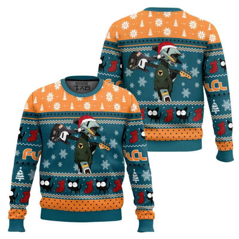 Hooktab Cool Guitar Canti FLCL Ugly Christmas Sweater Hooktab Cool Guitar Canti FLCL Ugly Christmas Sweater