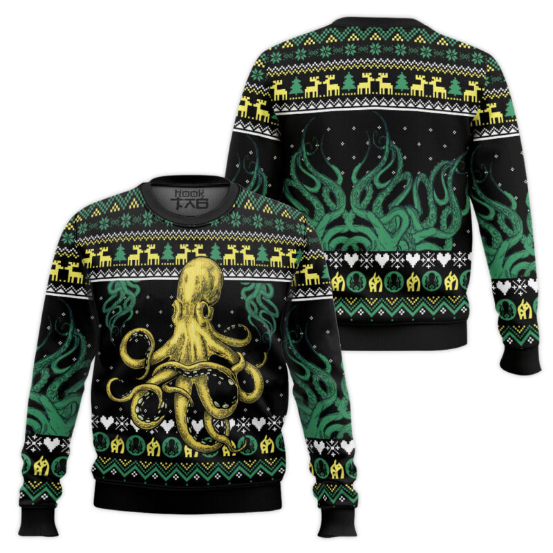 Hooktab Cool Octopus Ugly Christmas Sweater Hooktab Cool Octopus Ugly Christmas Sweater