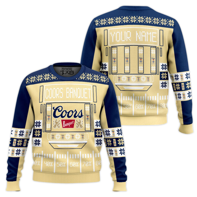 Hooktab Coors Banquet - Custom Name Ugly Christmas Sweater Hooktab Coors Banquet - Custom Name Ugly Christmas Sweater