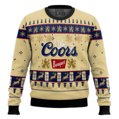 Hooktab Coors Banquet American Beer Ugly Christmas Sweater