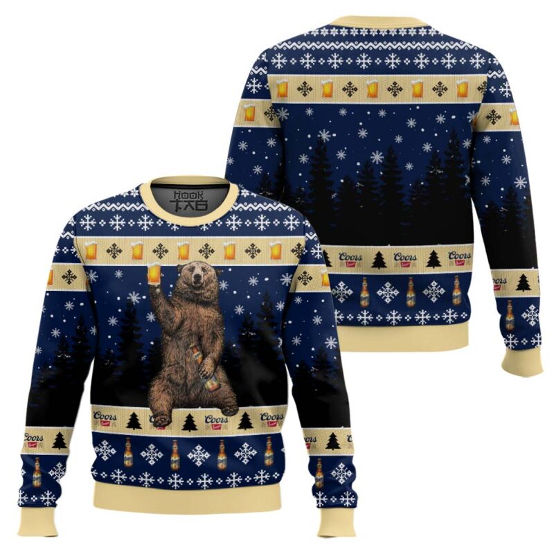 Hooktab Coors Banquet Bear Ugly Christmas Sweater Hooktab Coors Banquet Bear Ugly Christmas Sweater