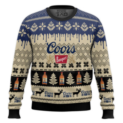 Hooktab Coors Banquet Beer Ugly Christmas Sweater