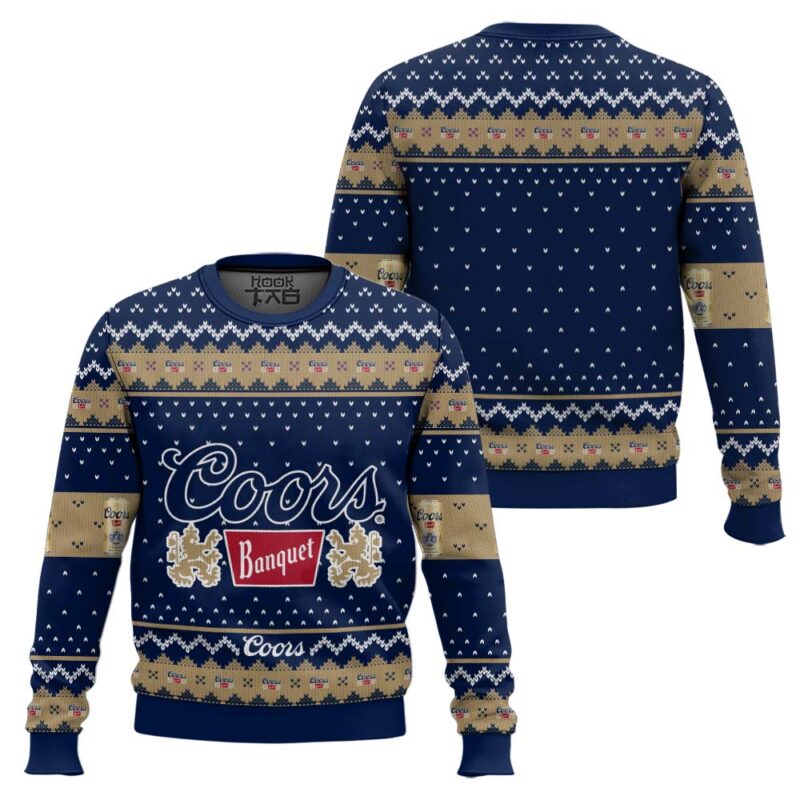 Hooktab Coors Banquet Brews Ugly Christmas Sweater Hooktab Coors Banquet Brews Ugly Christmas Sweater