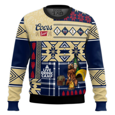 Hooktab Coors Banquet Camping Ugly Christmas Sweater
