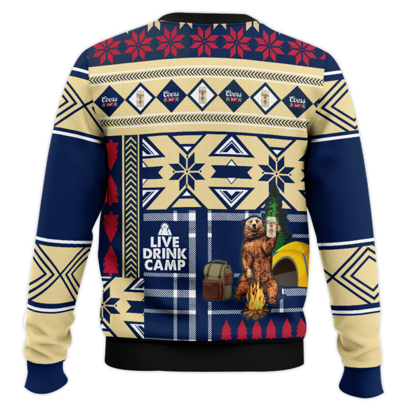 Hooktab Coors Banquet Camping Ugly Christmas Sweater Hooktab Coors Banquet Camping Ugly Christmas Sweater