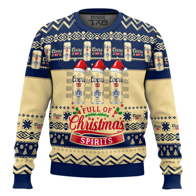 Hooktab Coors Banquet Christmas Spirits Ugly Christmas Sweater