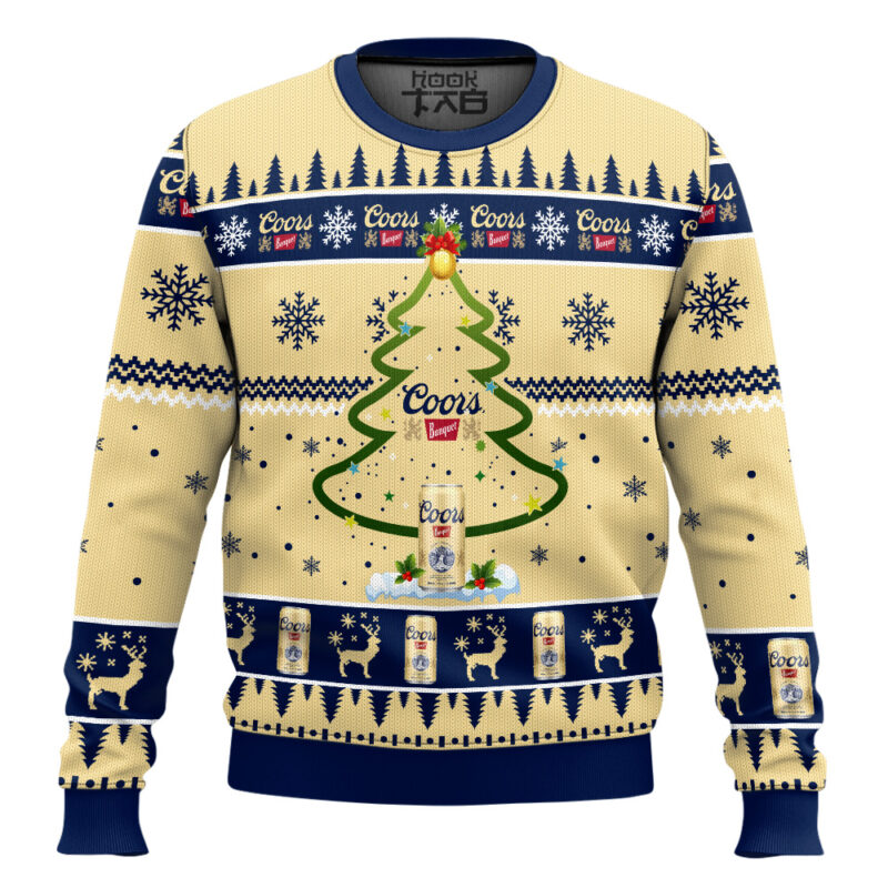 Hooktab Coors Banquet Christmas Tree Ugly Christmas Sweater