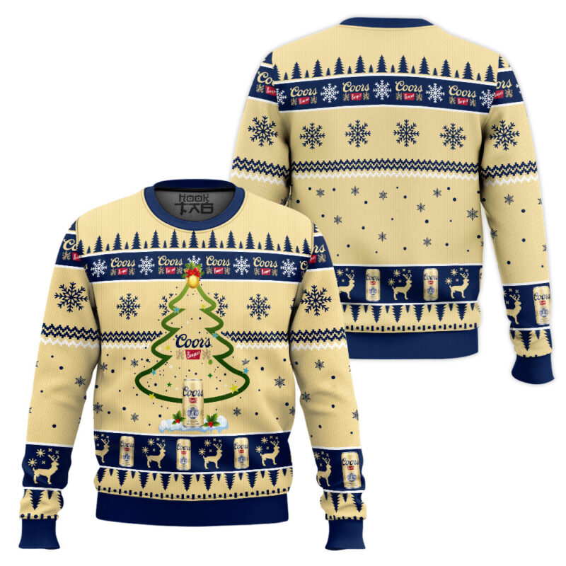 Hooktab Coors Banquet Christmas Tree Ugly Christmas Sweater Hooktab Coors Banquet Christmas Tree Ugly Christmas Sweater