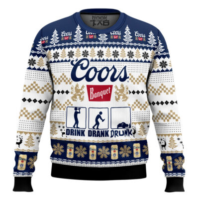 Hooktab Coors Banquet Drink Drank Drunk Ugly Christmas Sweater