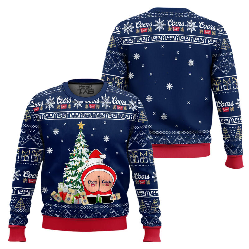 Hooktab Coors Banquet Funny Santa Ugly Christmas Sweater Hooktab Coors Banquet Funny Santa Ugly Christmas Sweater