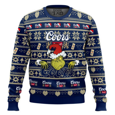 Hooktab Coors Banquet Grinch Santa Ugly Christmas Sweater