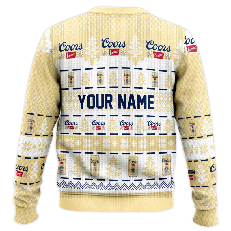 Hooktab Coors Banquet Horror Drink - Custom Name Ugly Christmas Sweater Hooktab Coors Banquet Horror Drink - Custom Name Ugly Christmas Sweater
