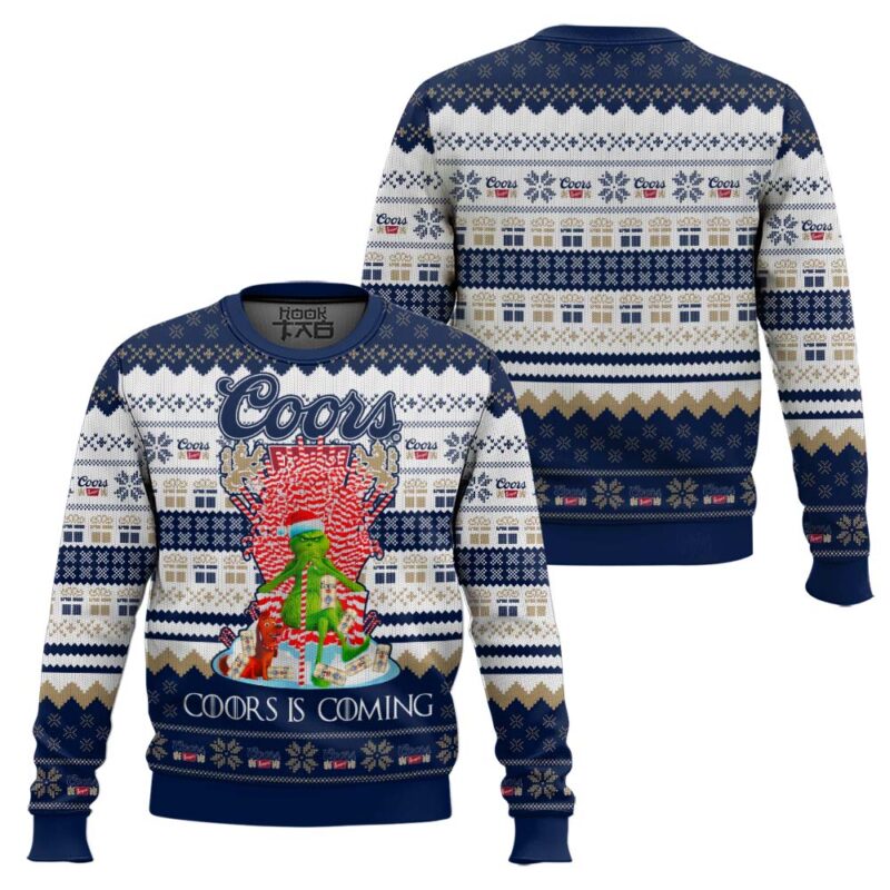 Hooktab Coors Banquet Is Coming Ugly Christmas Sweater Hooktab Coors Banquet Is Coming Ugly Christmas Sweater