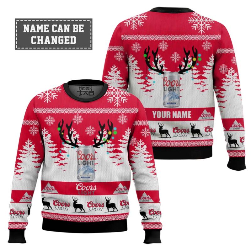 Hooktab Coors Light - Custom Name Ugly Christmas Sweater Hooktab Coors Light - Custom Name Ugly Christmas Sweater