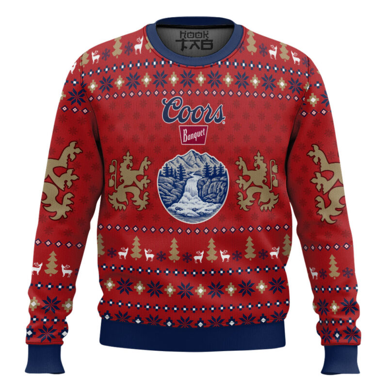 Hooktab Coors Light Brews Ugly Christmas Sweater