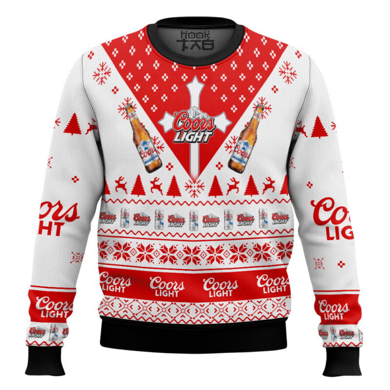 Hooktab Coors Light In My Veins Jesus In My Heart Ugly Christmas Sweater Hooktab Coors Light In My Veins Jesus In My Heart Ugly Christmas Sweater