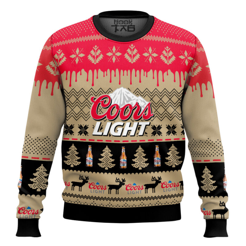Hooktab Coors Light Lager Beer Ugly Christmas Sweater
