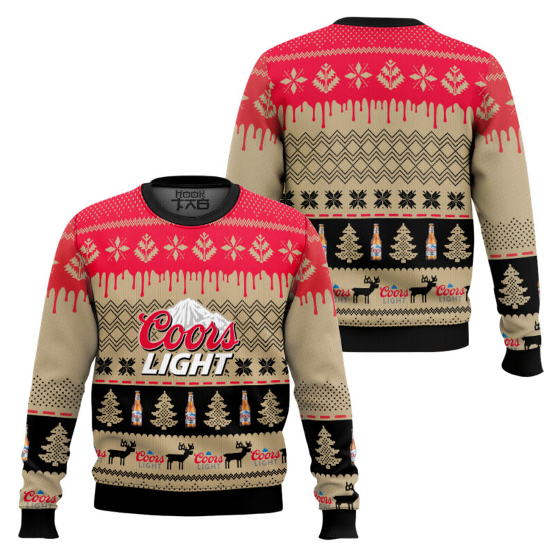 Hooktab Coors Light Lager Beer Ugly Christmas Sweater Hooktab Coors Light Lager Beer Ugly Christmas Sweater