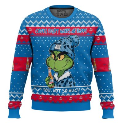 Hooktab Coors Light Makes Me Happy Ugly Christmas Sweater