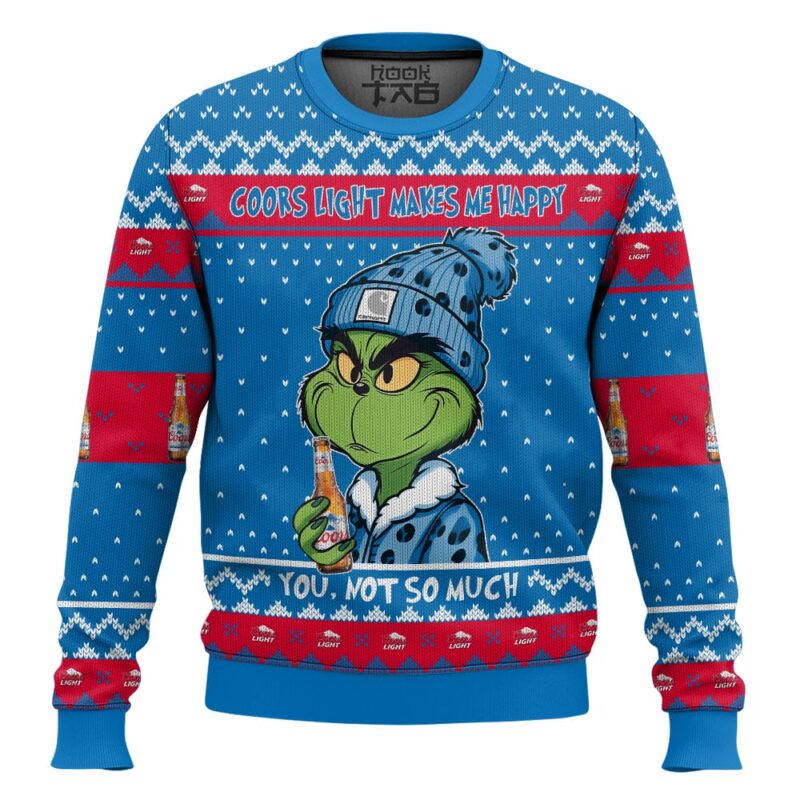 Hooktab Coors Light Makes Me Happy Ugly Christmas Sweater