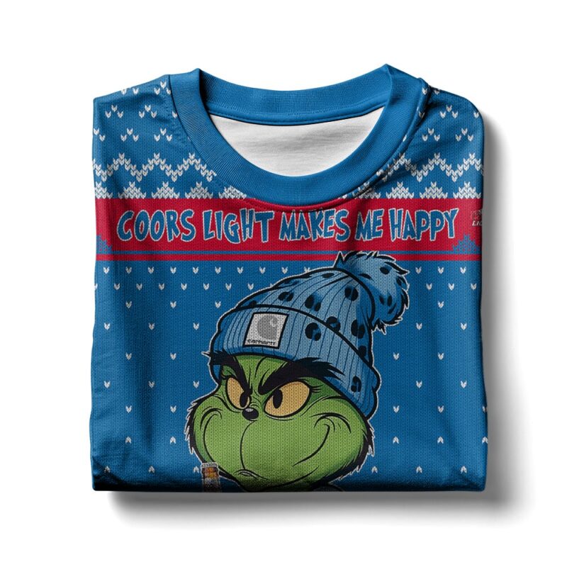 Hooktab Coors Light Makes Me Happy Ugly Christmas Sweater Hooktab Coors Light Makes Me Happy Ugly Christmas Sweater