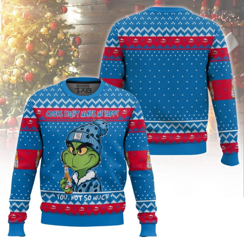 Hooktab Coors Light Makes Me Happy Ugly Christmas Sweater Hooktab Coors Light Makes Me Happy Ugly Christmas Sweater