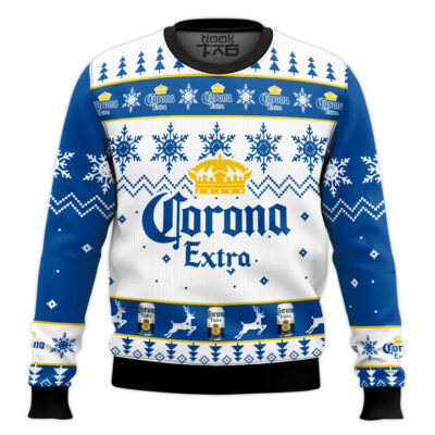 Hooktab Corona Extra Beer - Custom Name Ugly Christmas Sweater