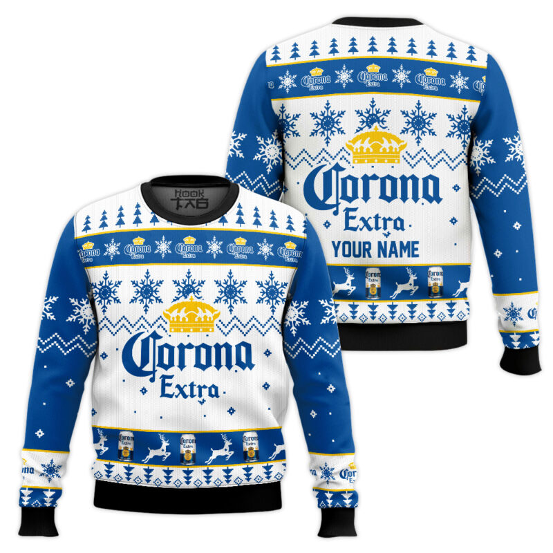 Hooktab Corona Extra Beer - Custom Name Ugly Christmas Sweater Hooktab Corona Extra Beer - Custom Name Ugly Christmas Sweater