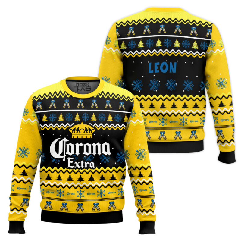 Hooktab Corona Extra Lager - Custom Name Ugly Christmas Sweater Hooktab Corona Extra Lager - Custom Name Ugly Christmas Sweater