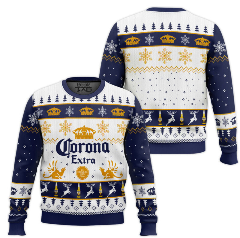 Hooktab Corona Extra Lager Ugly Christmas Sweater Hooktab Corona Extra Lager Ugly Christmas Sweater