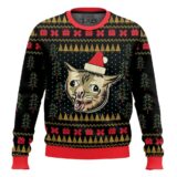 Hooktab Coughing Cat Meme Ugly Christmas Sweater