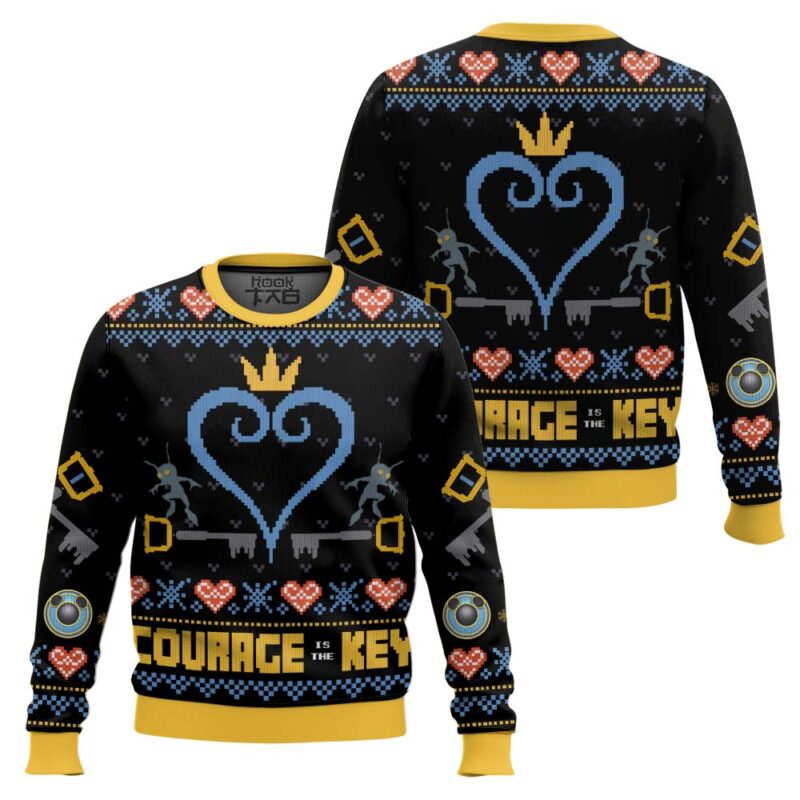 Hooktab Courage Is The Key Kingdom Hearts Ugly Christmas Sweater Hooktab Courage Is The Key Kingdom Hearts Ugly Christmas Sweater