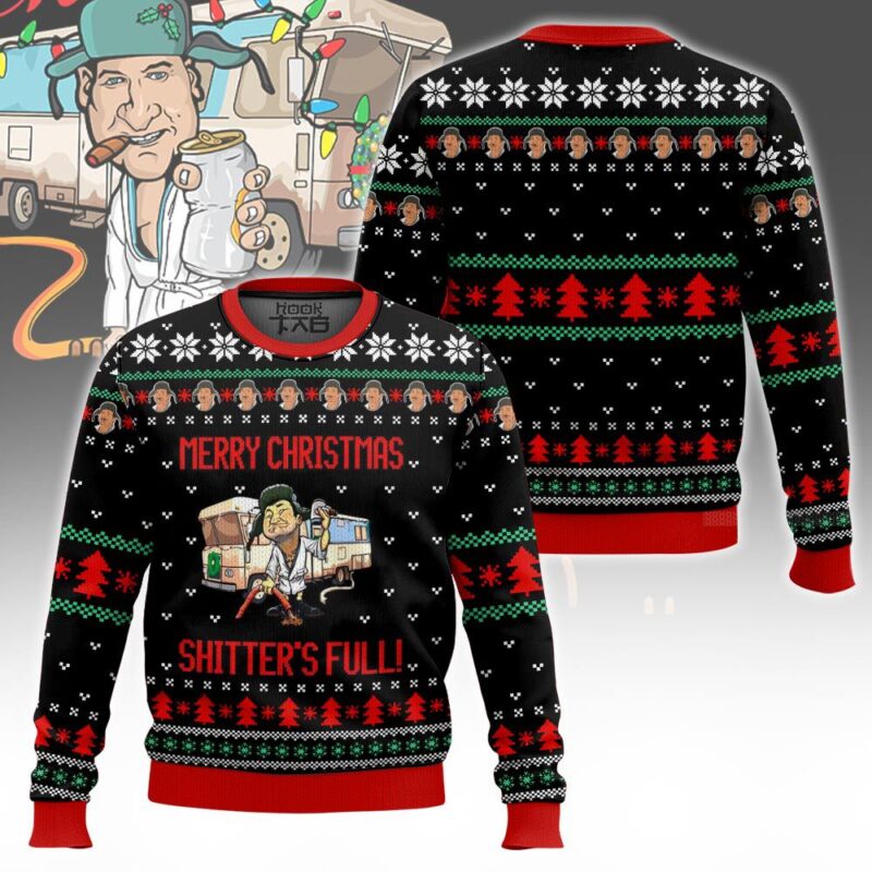 Hooktab Cousin Eddie Merry Xmas National Lampoon's Vacation Ugly Christmas Sweater Hooktab Cousin Eddie Merry Xmas National Lampoon's Vacation Ugly Christmas Sweater