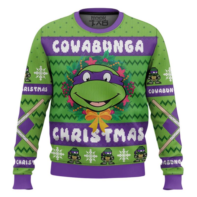 Hooktab Cowabunga Donatello Teenage Mutant Ninja Turtles Ugly Christmas Sweater