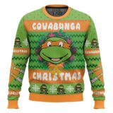 Hooktab Cowabunga Michelangelo Teenage Mutant Ninja Turtles Ugly Christmas Sweater